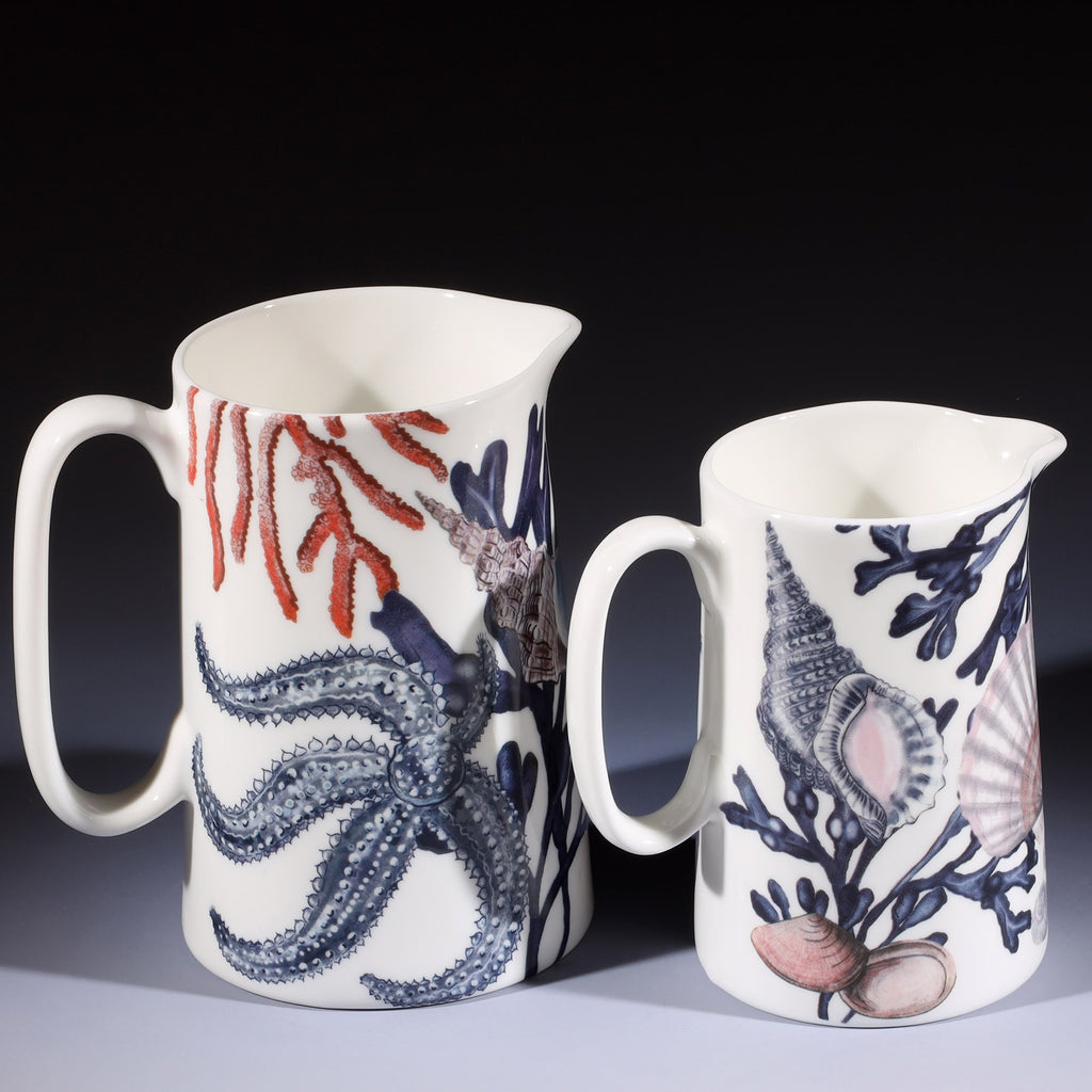 Close up of Medium size beachcomber jug and Small matching jugs