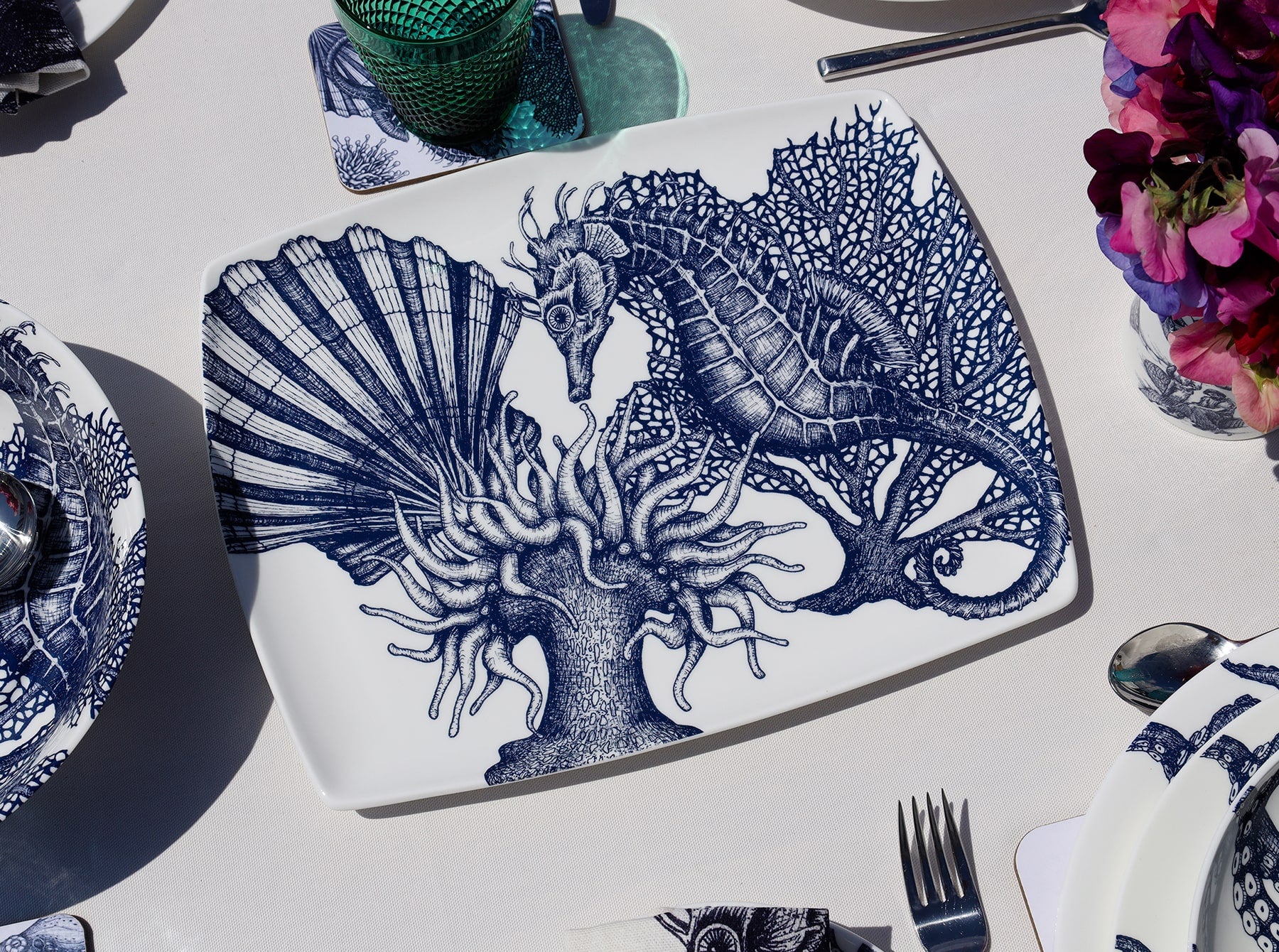 Bone China Seahorse Platter