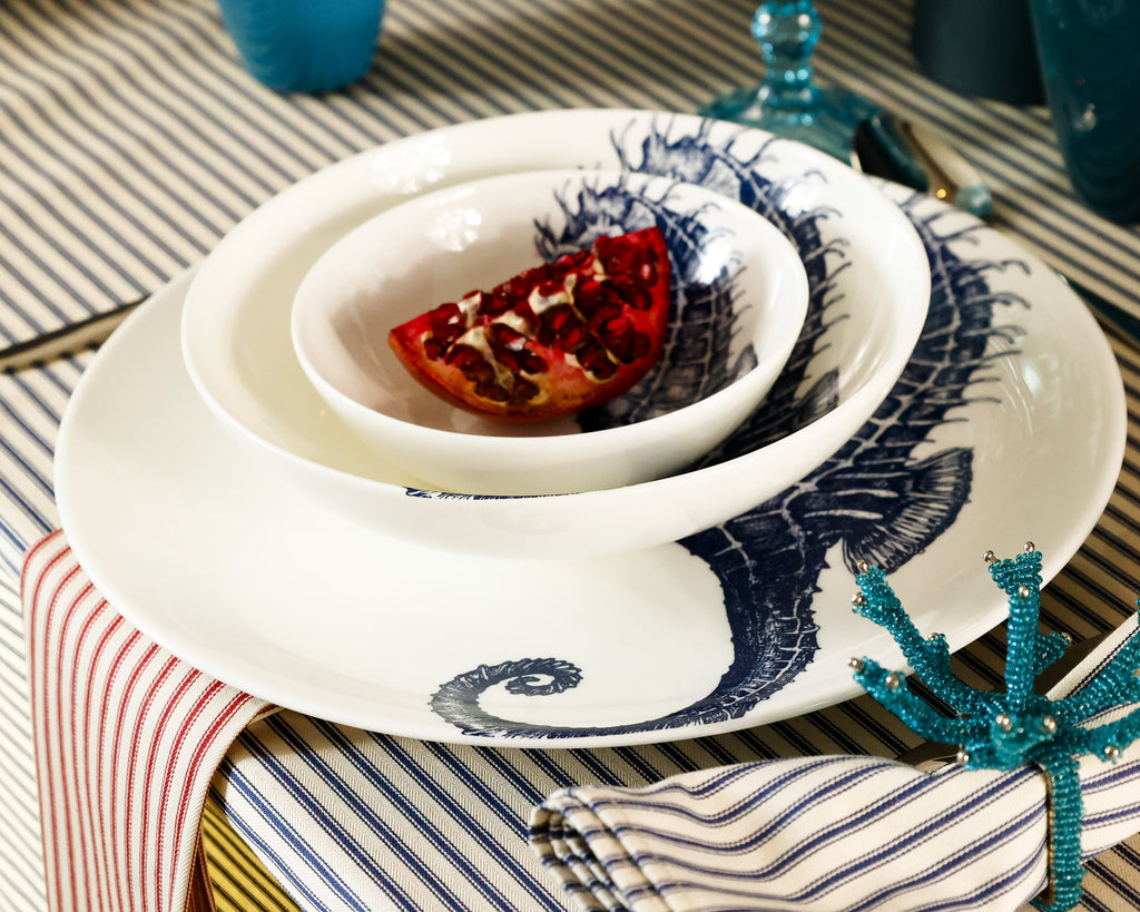 Bone China Seahorse Pasta Bowl – Cream Cornwall