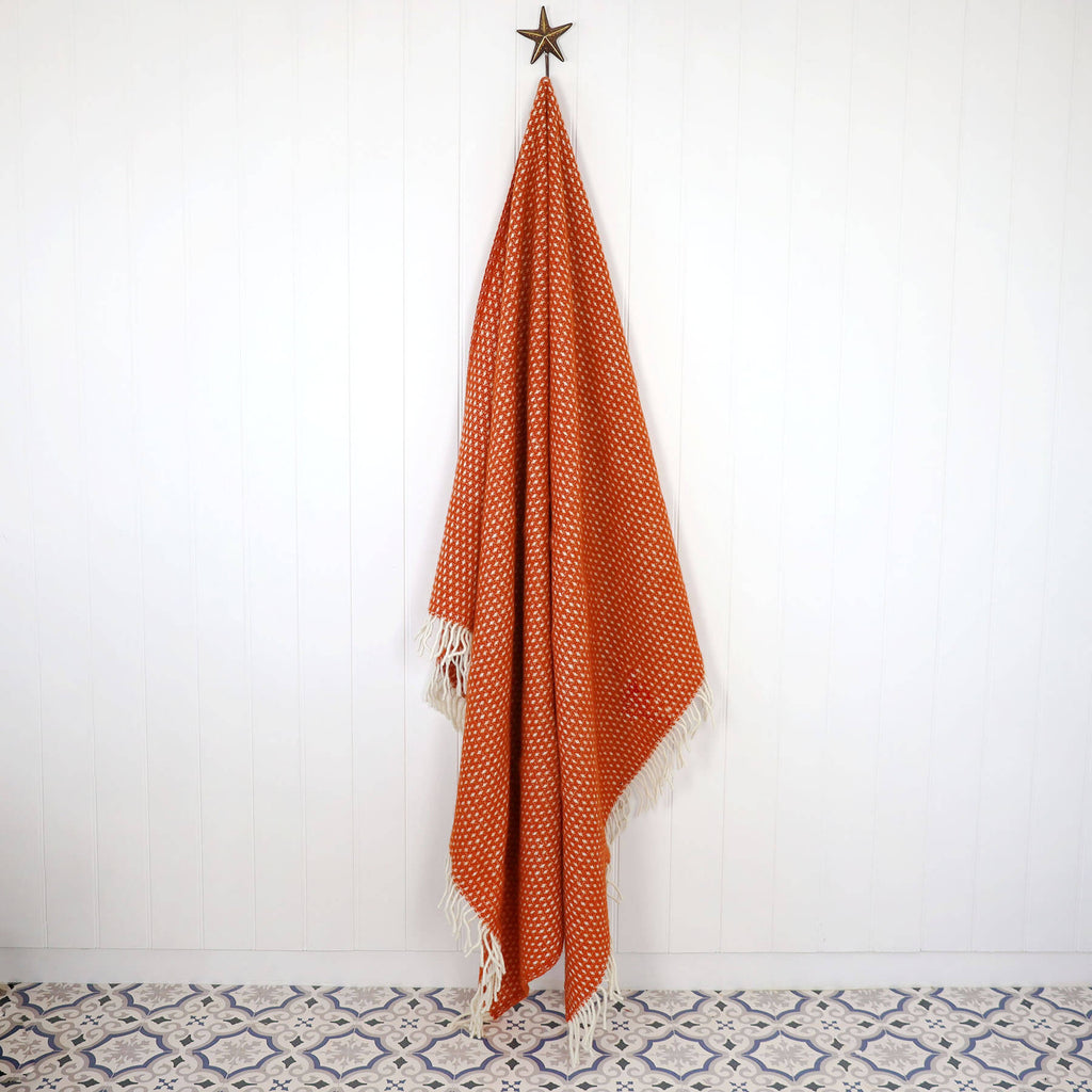 Twister Orange Lambs Wool Throw