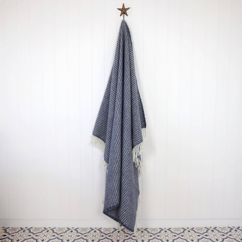 Twister Smoked Blue Lambs Wool Throw