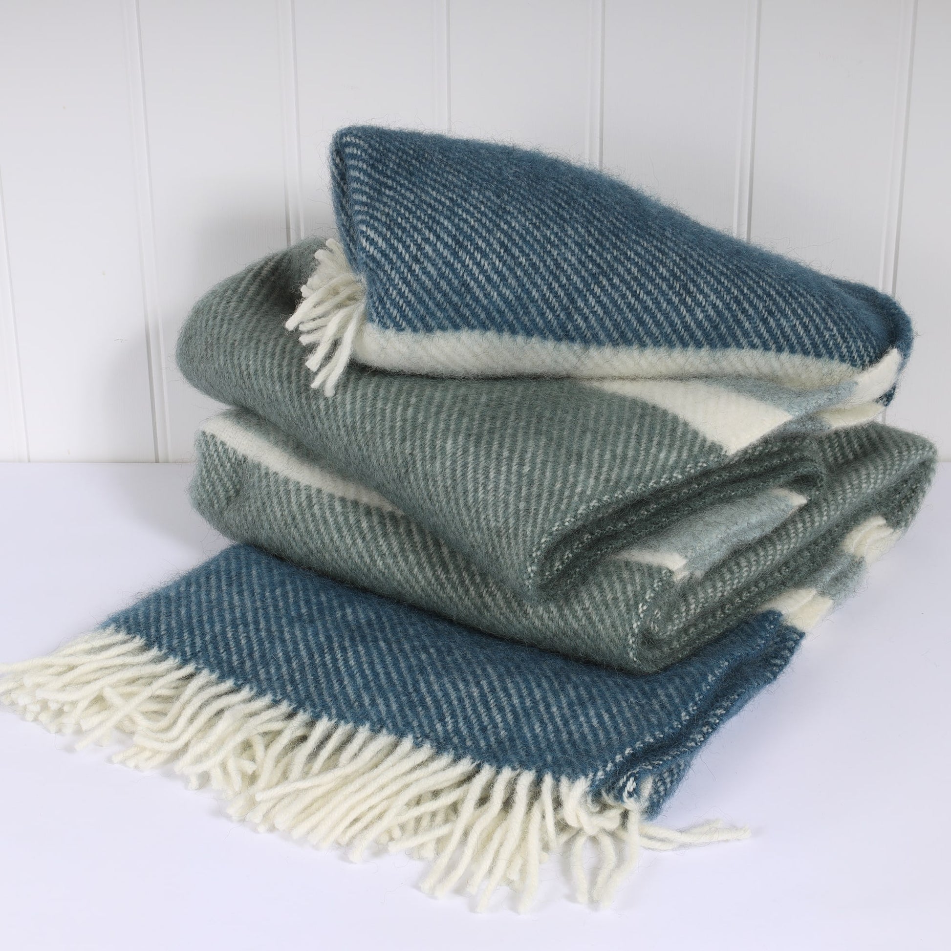 Gotland Stripe Petrol Blue Wool Throw
