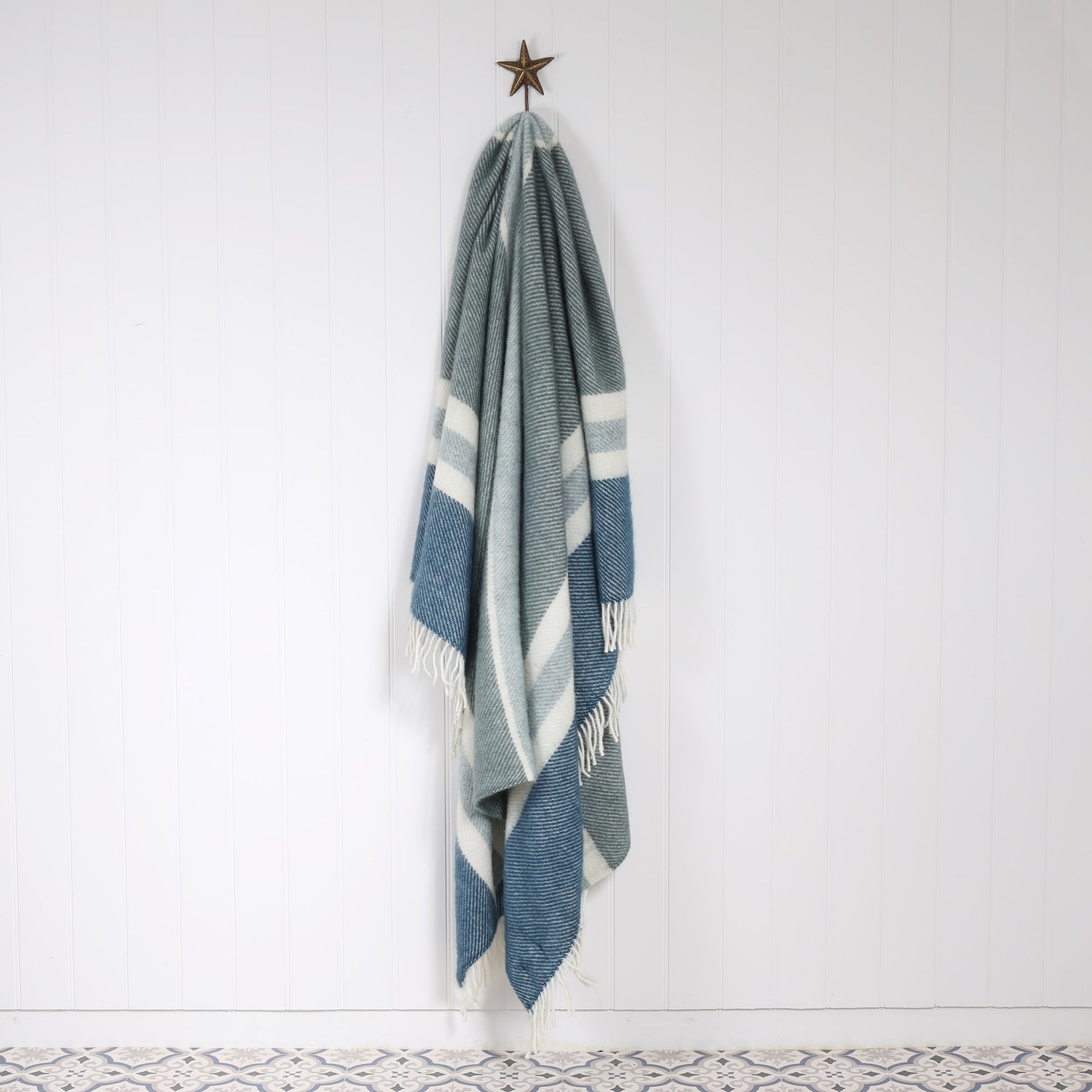 Gotland Stripe Petrol Blue Wool Throw