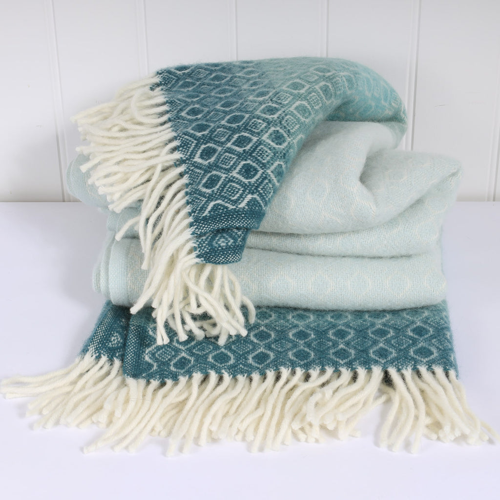 Graduated Aqua Lambs Wool Throw