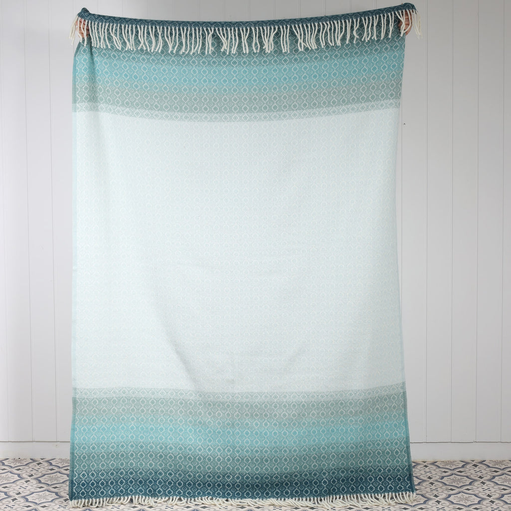 Graduated Aqua Lambs Wool Throw
