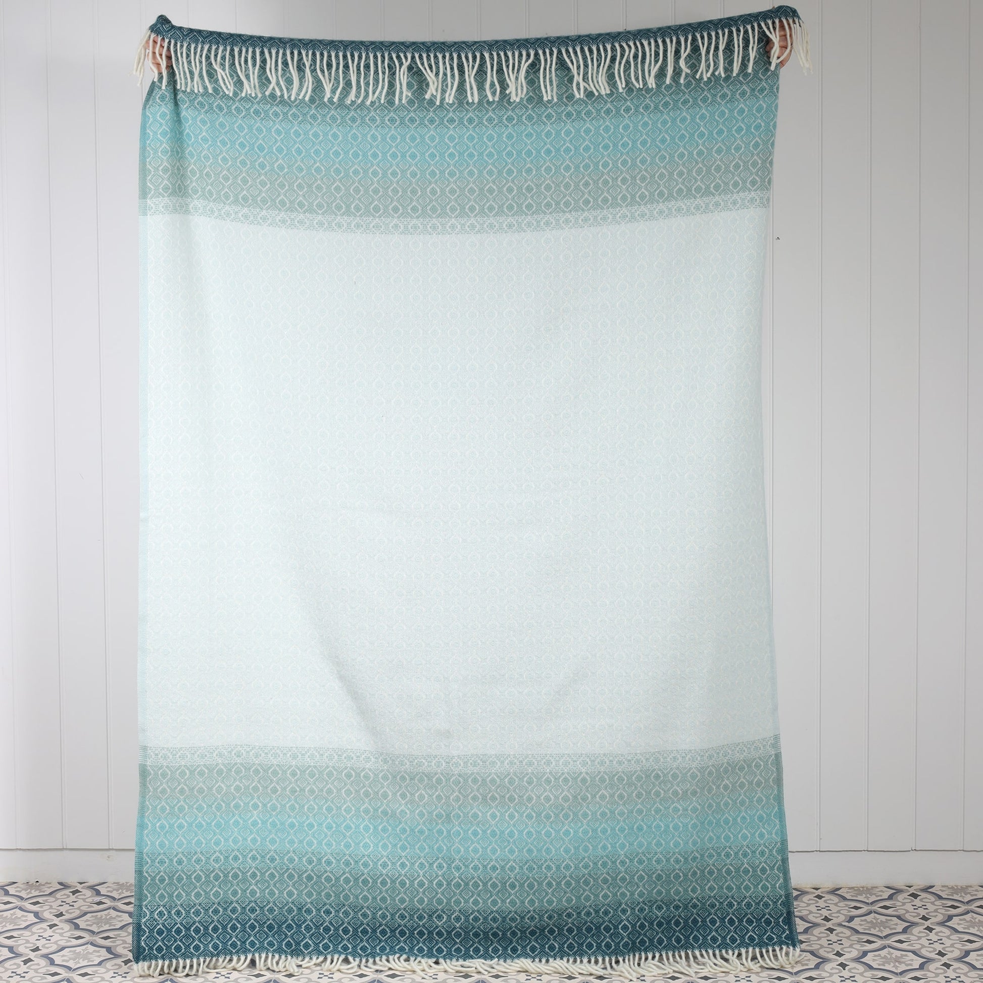 Graduated Aqua Lambs Wool Throw