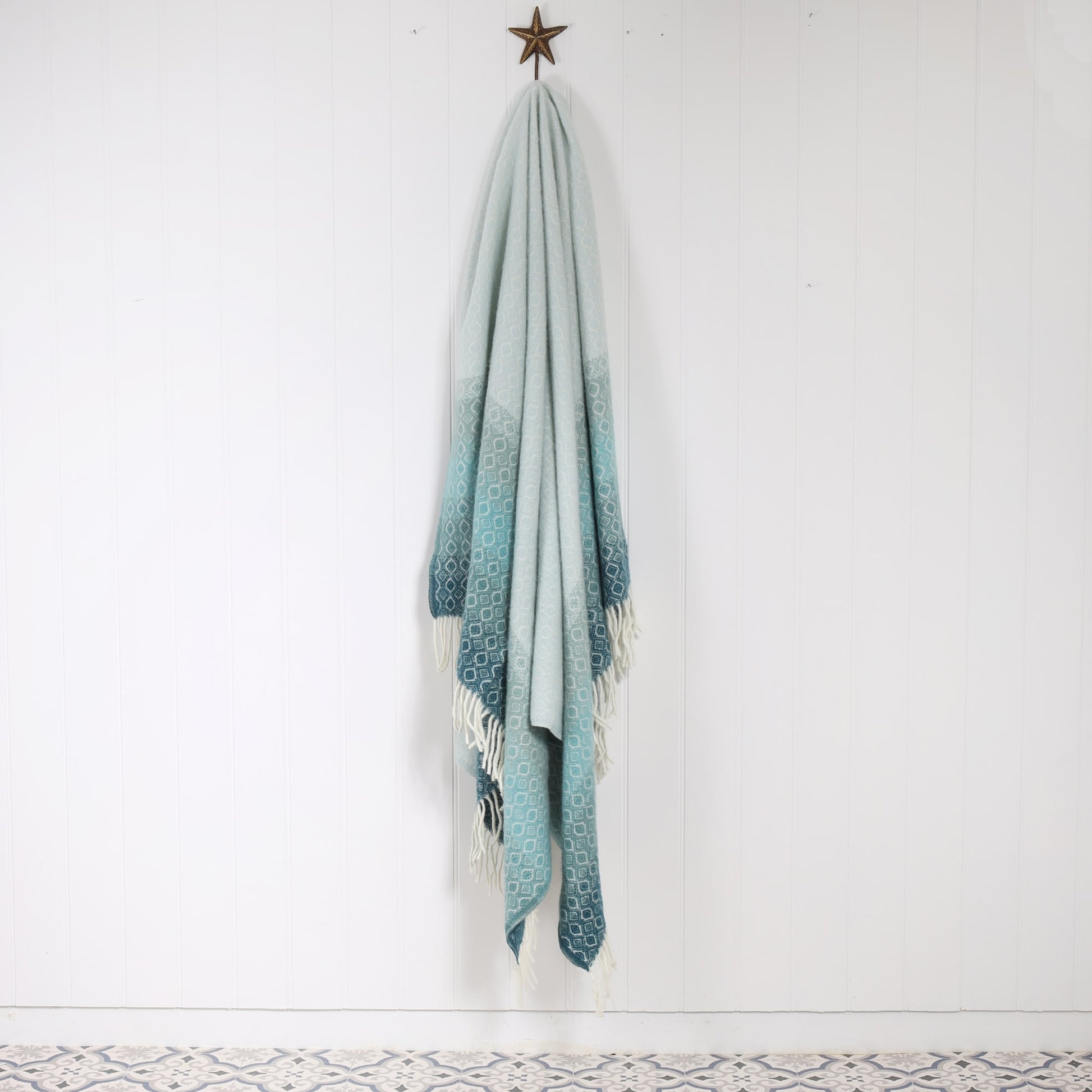 Graduated Aqua Lambs Wool Throw