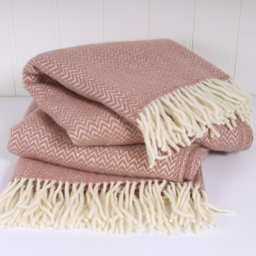 Chevron Nude Lambs Wool Throw