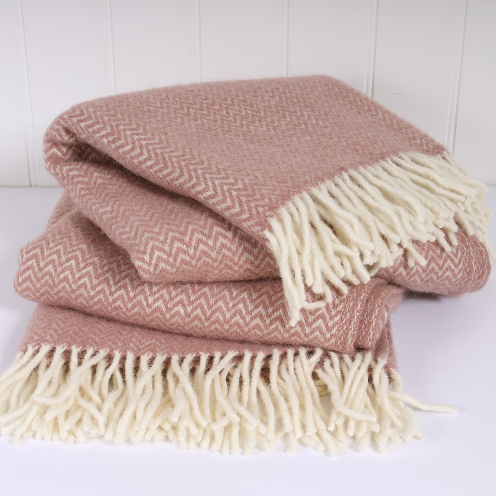 Chevron Nude Lambs Wool Throw