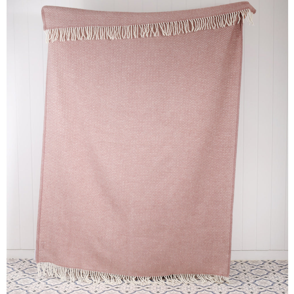 Chevron Nude Lambs Wool Throw