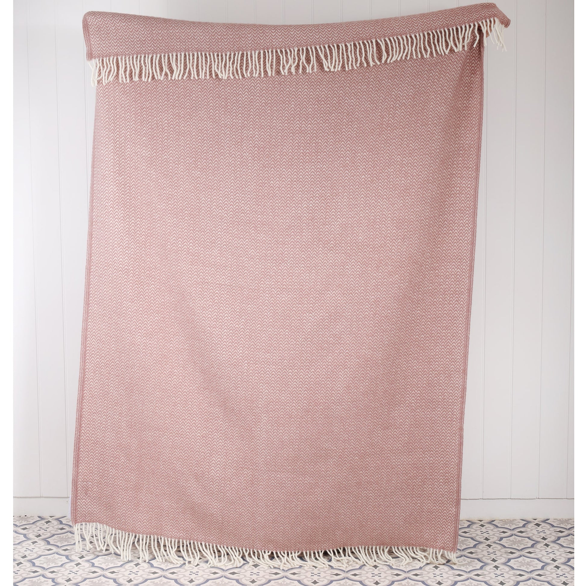 Chevron Nude Lambs Wool Throw