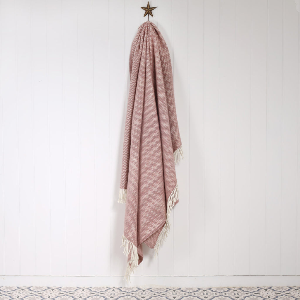 Chevron Nude Lambs Wool Throw