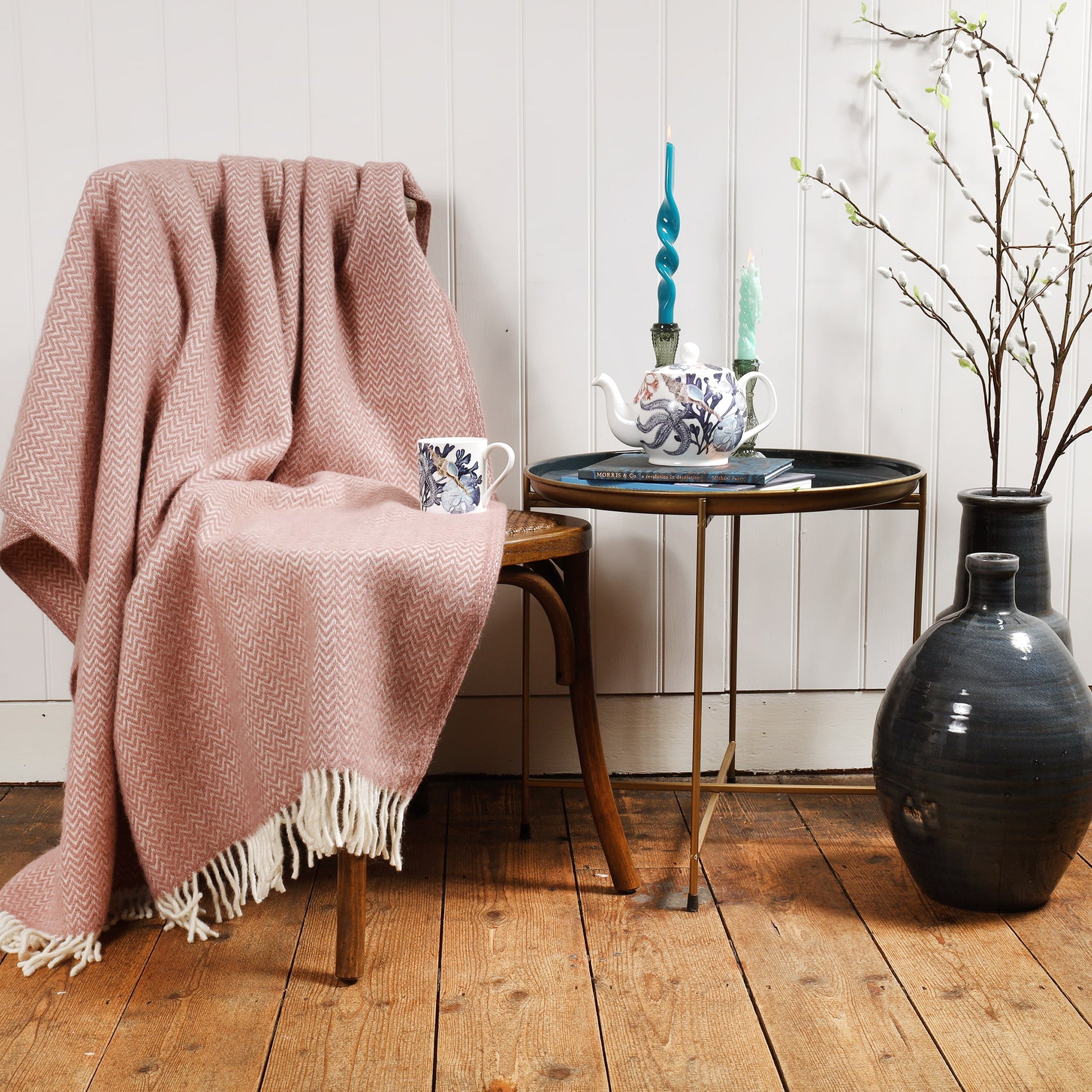 Chevron Nude Lambs Wool Throw