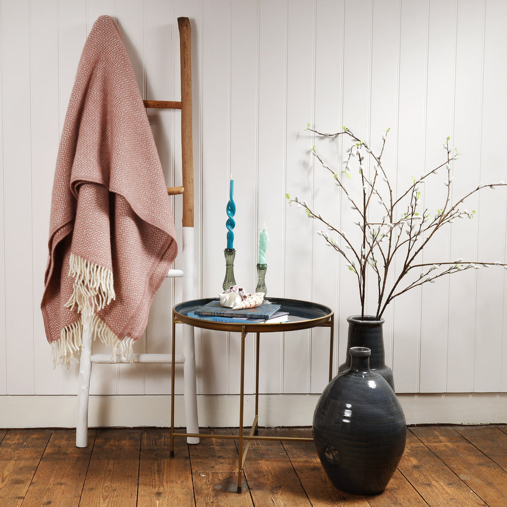 Chevron Nude Lambs Wool Throw