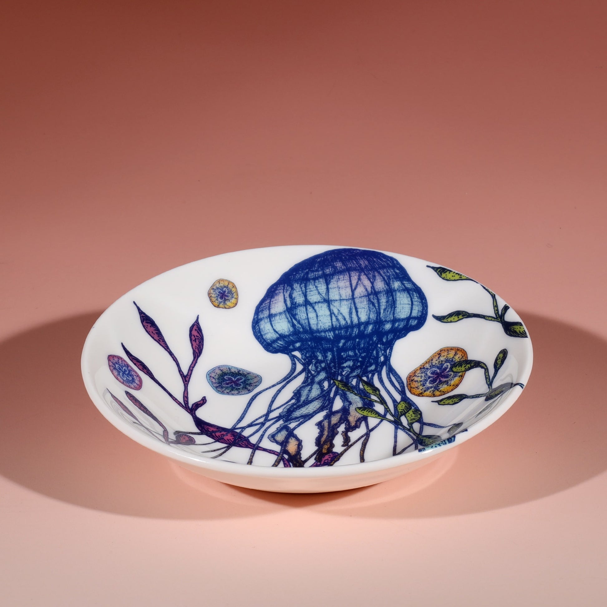 Nibbles bowl in Bone China in our colourful Reef range in the Jellyfish design
