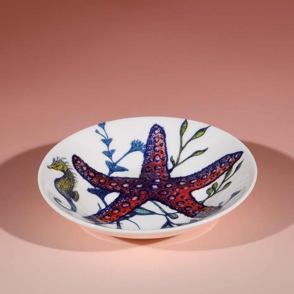 Nibbles bowl in Bone China in our colourful Reef range in the Starfish design