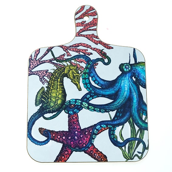 Reef design coloured mini chopping board