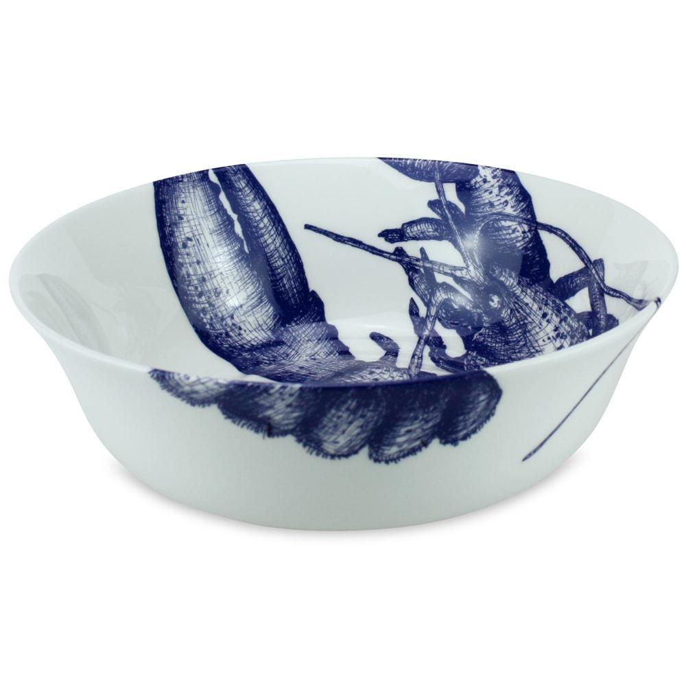 Serving bowl in Bone China in our Classic range in Navy and white in the Lobster design
