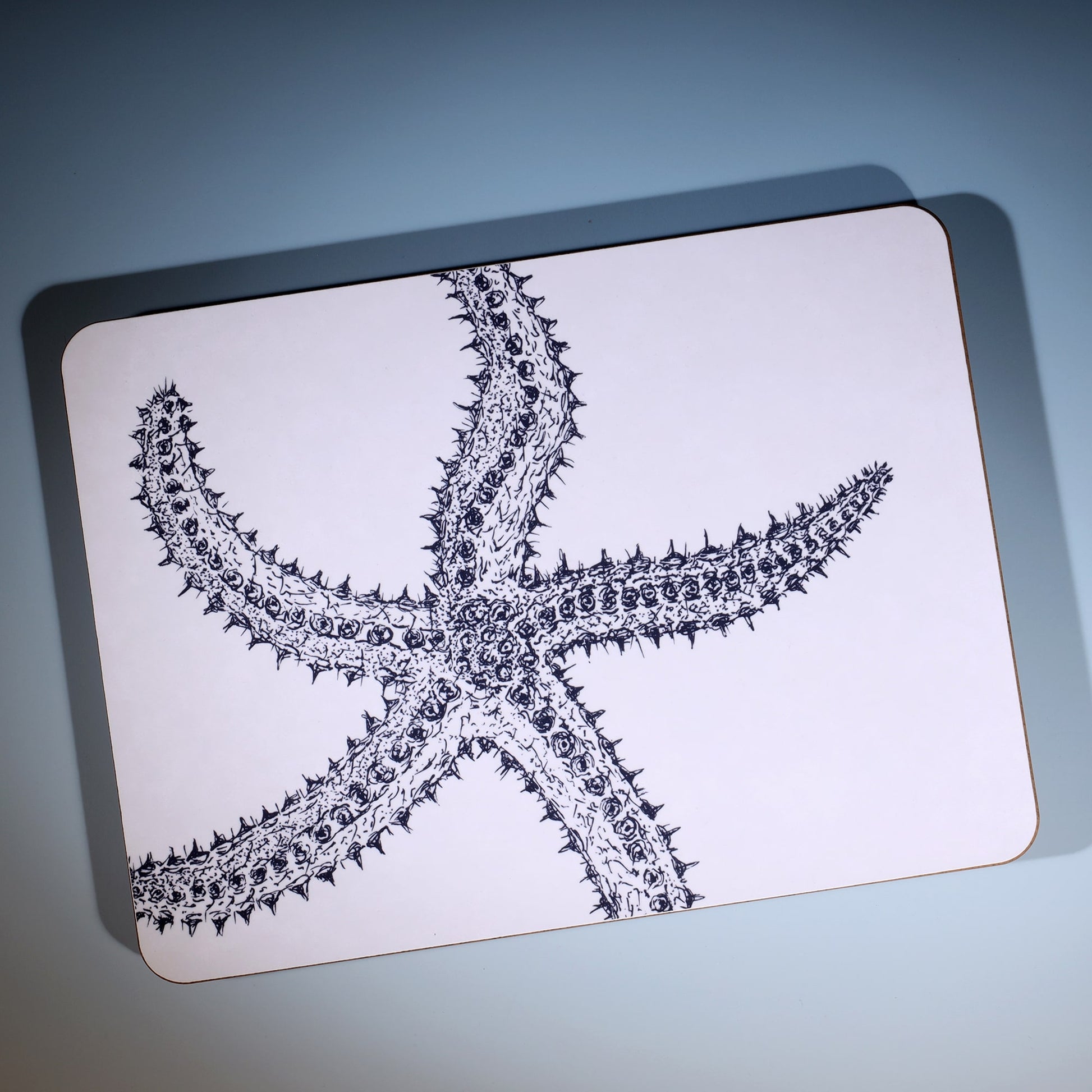 Starfish Design in Navy on a white Placemat